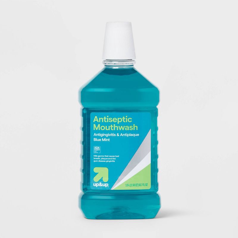 slide 1 of 4, Antiseptic Blue Mint Mouthwash - 50.7 fl oz - up&up™, 50.7 fl oz