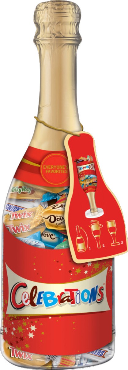 slide 2 of 2, CELEBRATIONS Chocolate Variety Mix Candy Bars, 10.9-Ounce Christmas Gift Champagne Bottle, 10.9 oz