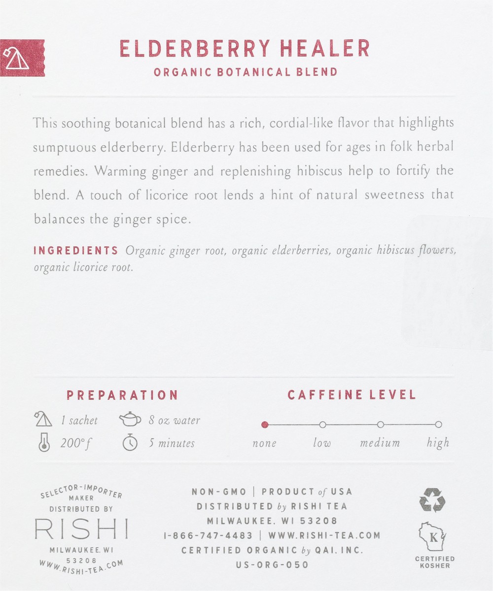 slide 4 of 9, Rishi Organic Elderberry Healer Caffeine Free Tea - 15 ct, 15 ct