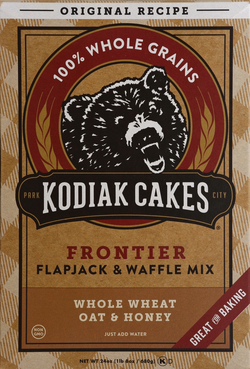 slide 4 of 4, Kodiak Cakes Frontier Flapjack & Waffle Mix, Whole Wheat Oat & Honey, 24 oz