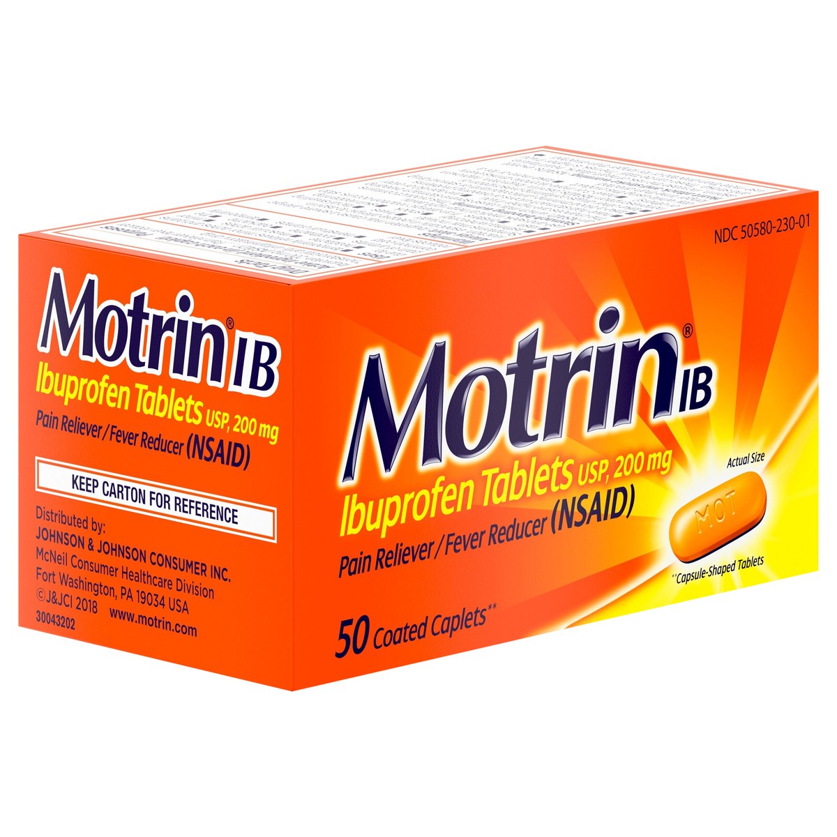 slide 2 of 7, Motrin IB Pain Reliever & Fever Reducer Caplets - Ibuprofen (NSAID), 50 ct