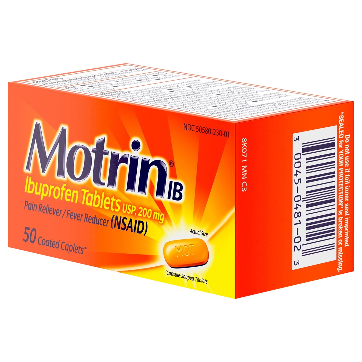 slide 3 of 7, Motrin IB Pain Reliever & Fever Reducer Caplets - Ibuprofen (NSAID), 50 ct