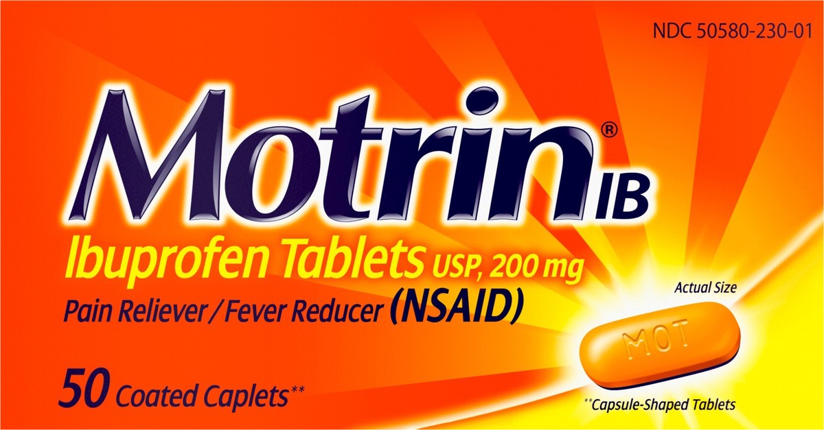 slide 5 of 7, Motrin IB Pain Reliever & Fever Reducer Caplets - Ibuprofen (NSAID), 50 ct