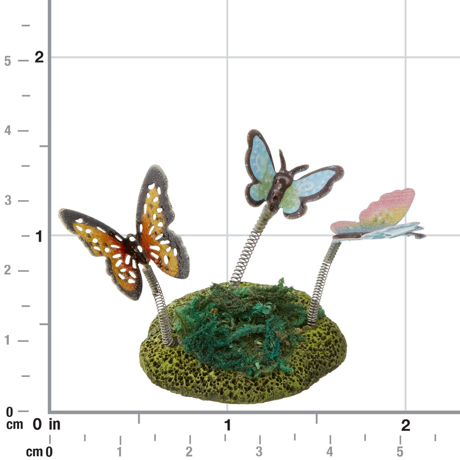 slide 3 of 3, Mini Butterflies On Coil With Moss By Make Market, 1.5 in x 1.38 in x 1.63 in