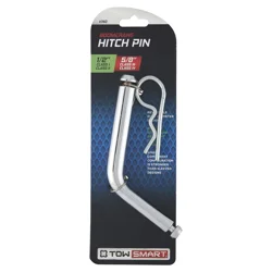Towsmart Boomerang Single Component Configuration Hitch Pin w/ Clip, Chrome Plated