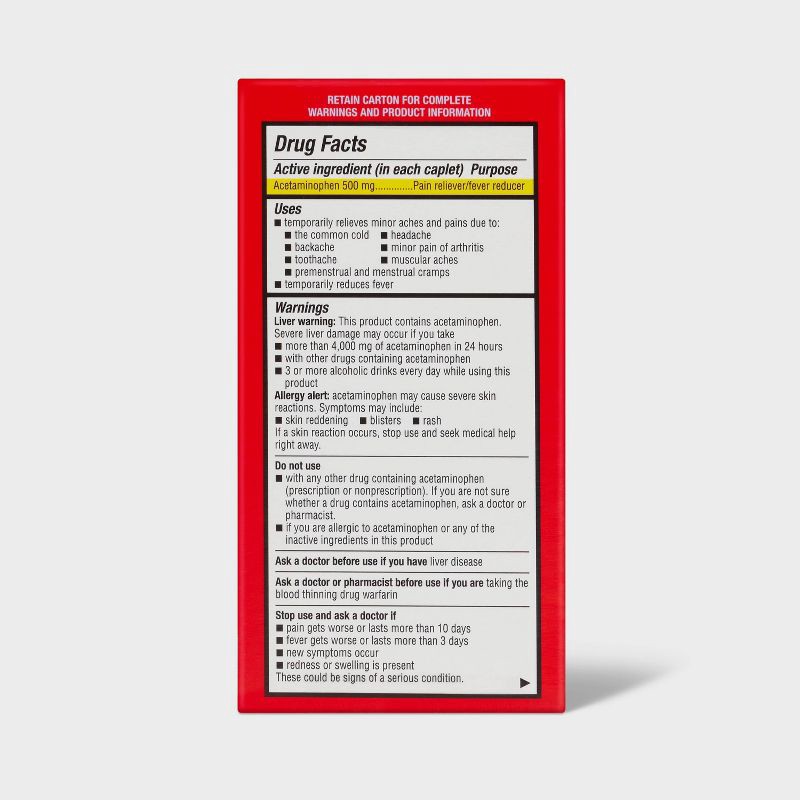 slide 3 of 4, Acetaminophen Extra Strength Pain Reliever & Fever Reducer Caplets - 225ct - up&up™, 225 ct