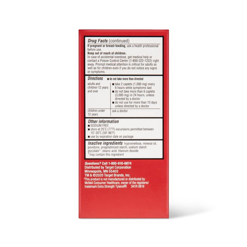 slide 4 of 4, Acetaminophen Extra Strength Pain Reliever & Fever Reducer Caplets - 225ct - up&up™, 225 ct