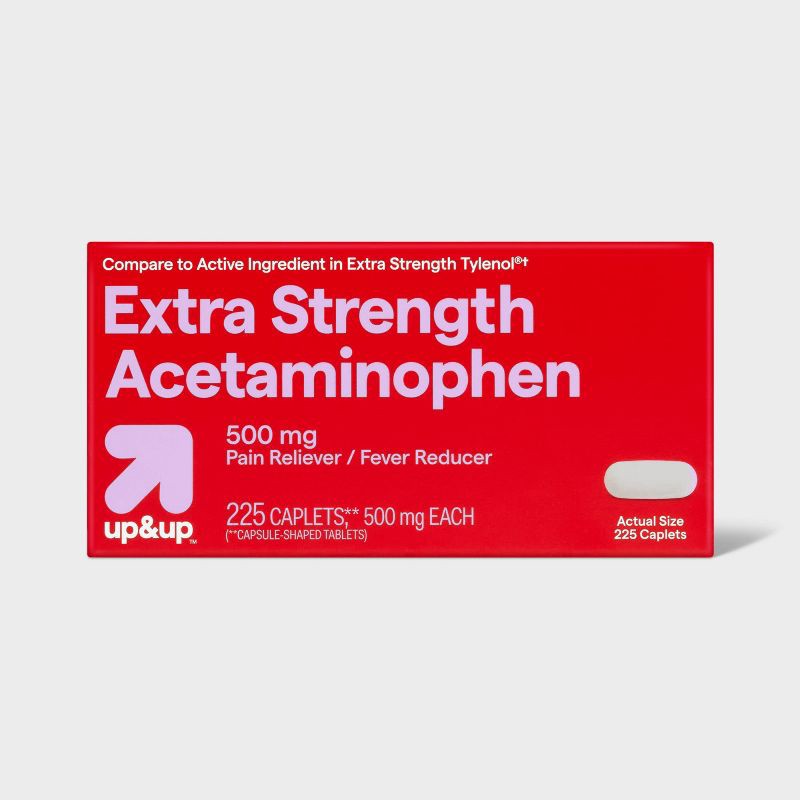 slide 1 of 4, Acetaminophen Extra Strength Pain Reliever & Fever Reducer Caplets - 225ct - up&up™, 225 ct