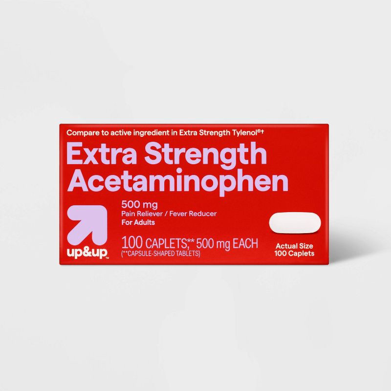 slide 1 of 6, Acetaminophen Extra Strength Pain Reliever & Fever Reducer Caplets - 100ct - up&up™, 100 ct