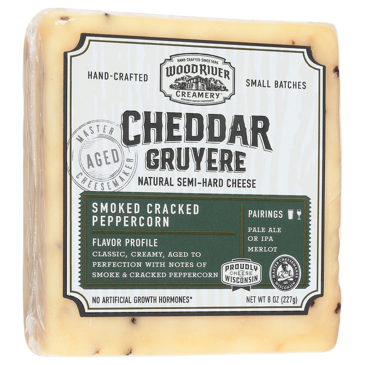 slide 7 of 12, Wood River Creamery Cheddar Gruyere Smoked Cracked Peppercorn Cheese 8 oz, 