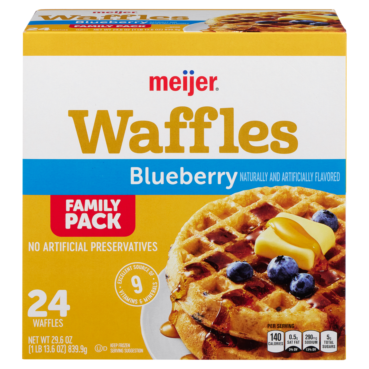 slide 1 of 2, Meijer Blueberry Waffles, 24 ct, 29.6 oz