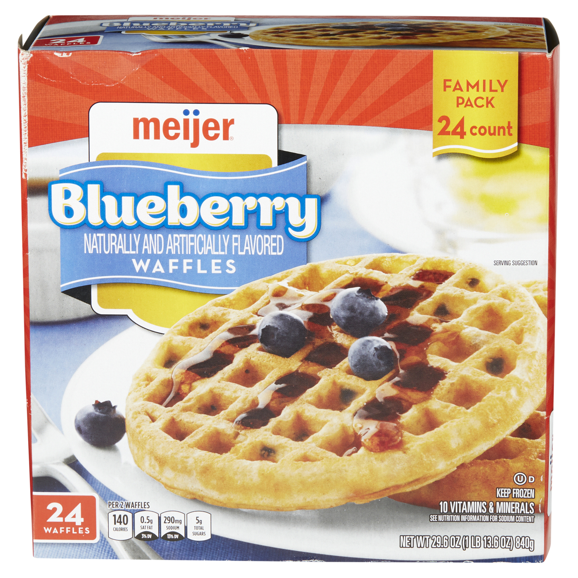 slide 1 of 2, Meijer Family Size Blueberry Waffles, 29.6 oz