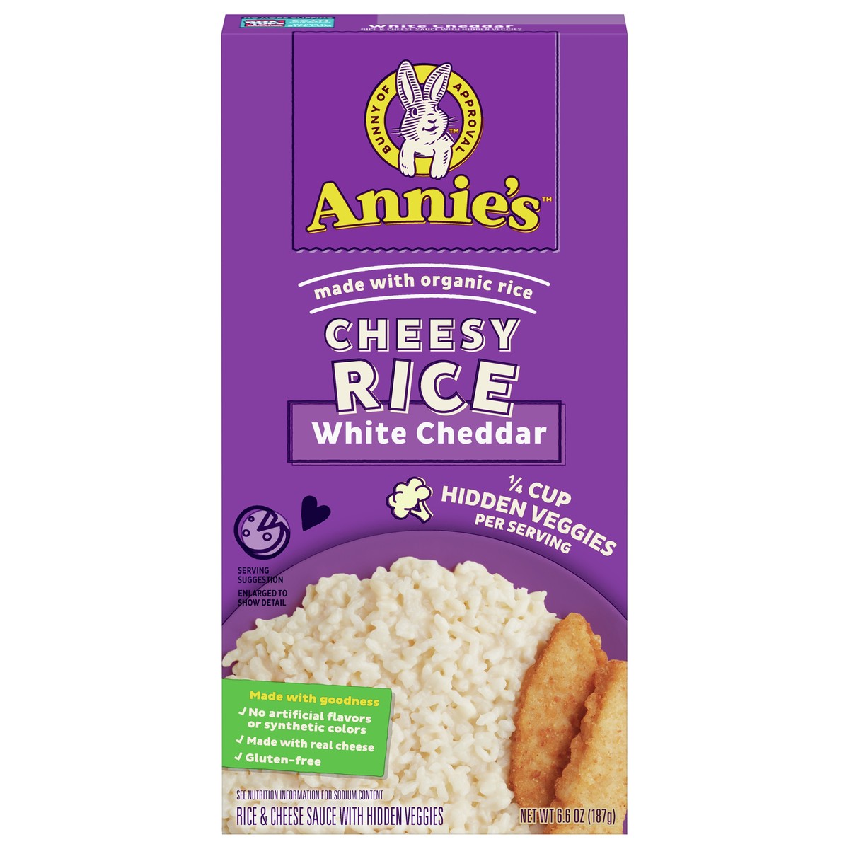 slide 1 of 1, Annie's Cheesy Rice, White Cheddar with Hidden Veggies, 6.6 oz, 6.6 oz