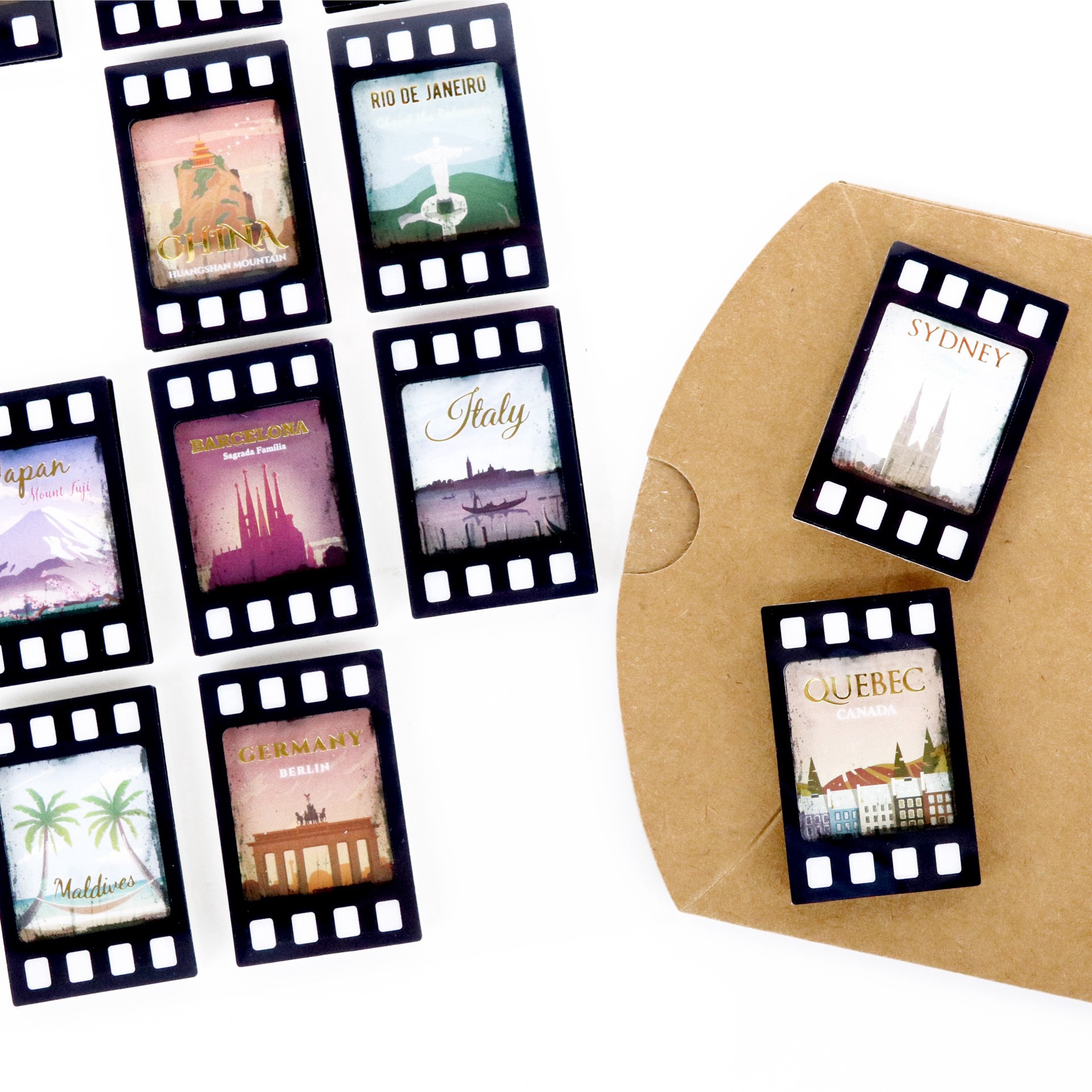 slide 2 of 4, World Cities Film Strip Dimensional Stickers By Recollections, 7 in x 4.26 in