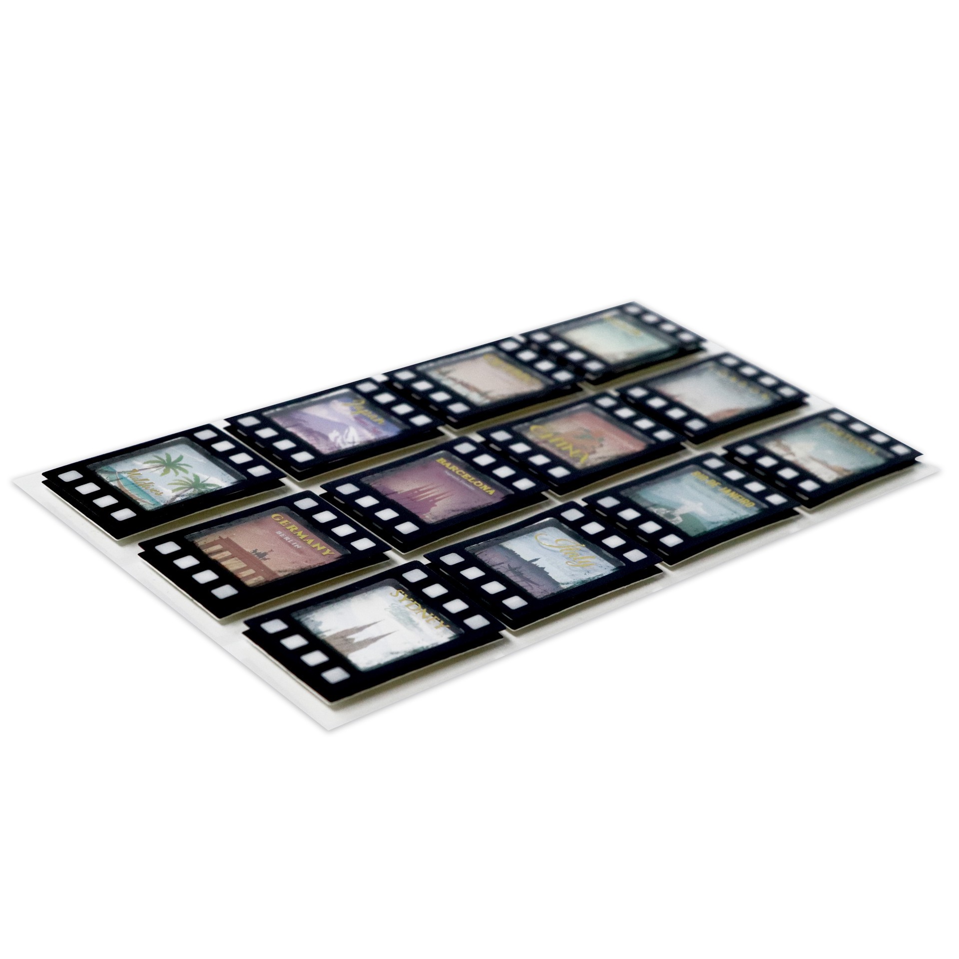 slide 4 of 4, World Cities Film Strip Dimensional Stickers By Recollections, 7 in x 4.26 in