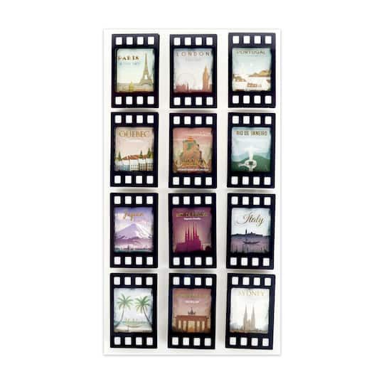 slide 1 of 4, World Cities Film Strip Dimensional Stickers By Recollections, 7 in x 4.26 in