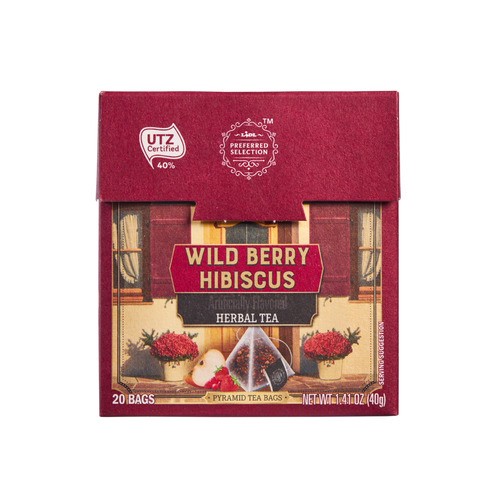 slide 1 of 1, Lidl Preferred Selection herbal tea, wild berry hibiscus, 20 ct; 1.41 oz