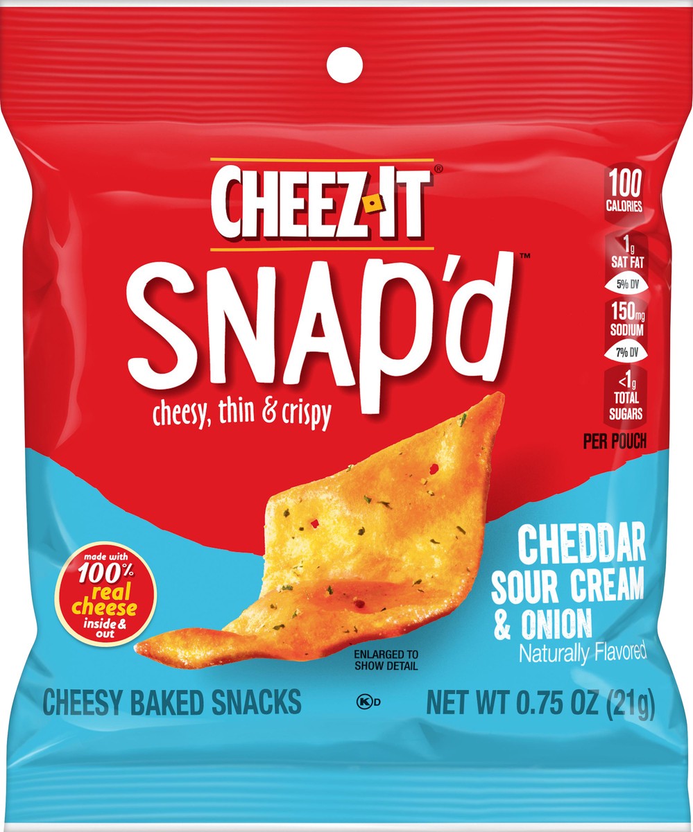 slide 5 of 10, Cheez-It Snap'd Cheddar Sour Cream & Onion Cheesy Baked Snacks - 0.75 oz, 0.75 oz