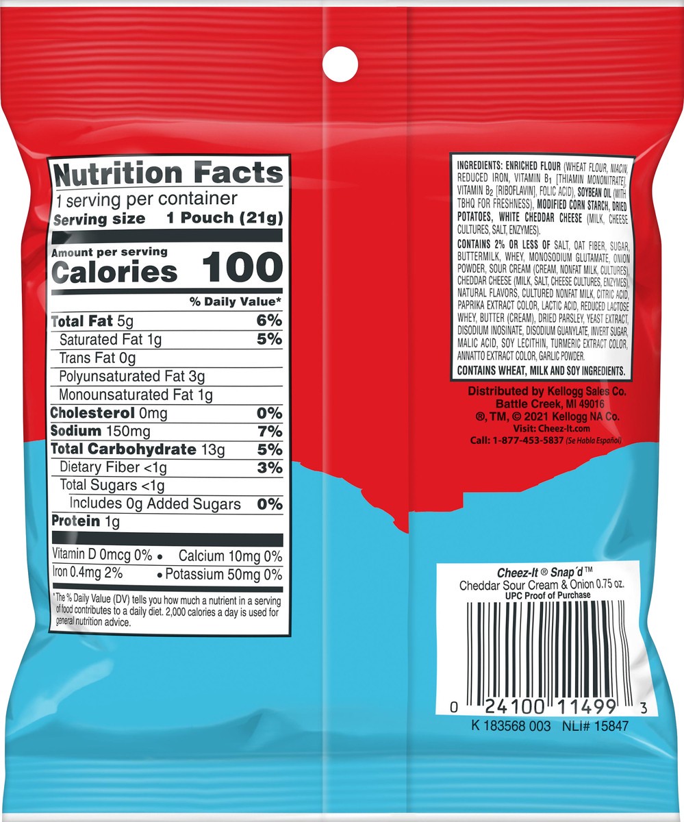 slide 4 of 10, Cheez-It Snap'd Cheddar Sour Cream & Onion Cheesy Baked Snacks - 0.75 oz, 0.75 oz