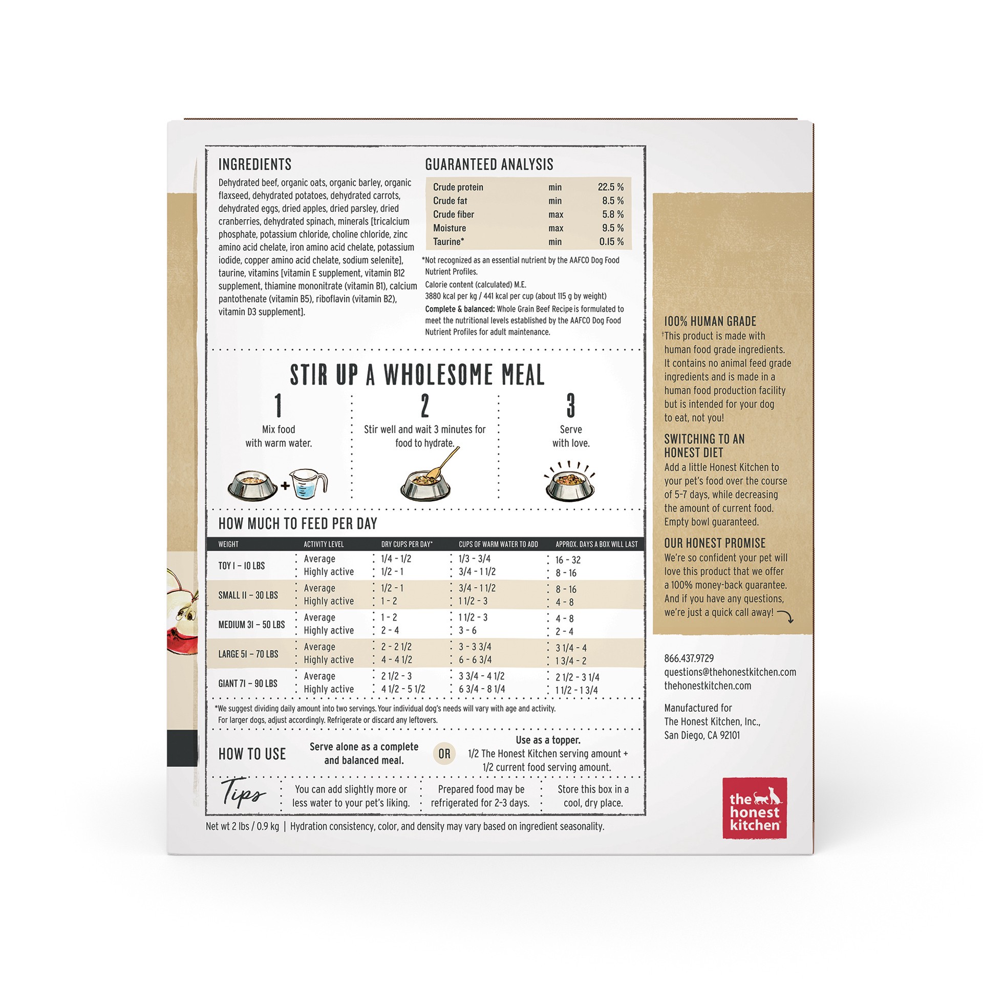 slide 2 of 9, The Honest Kitchen Dehydrated Wholemade™ Whole Grain Beef & Oat Dog Food, 2 lb Bag, 2 lb