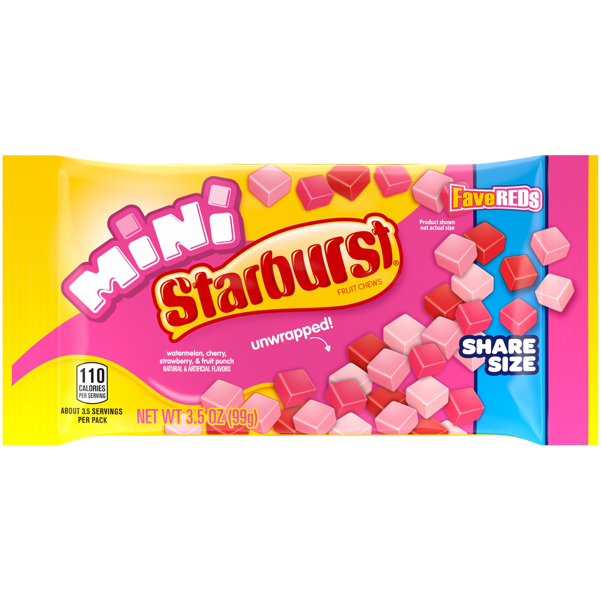 slide 1 of 4, STARBURST FaveRED's Minis Size Fruit Chews Chewy Candy, 3.5 oz, 3.5 oz