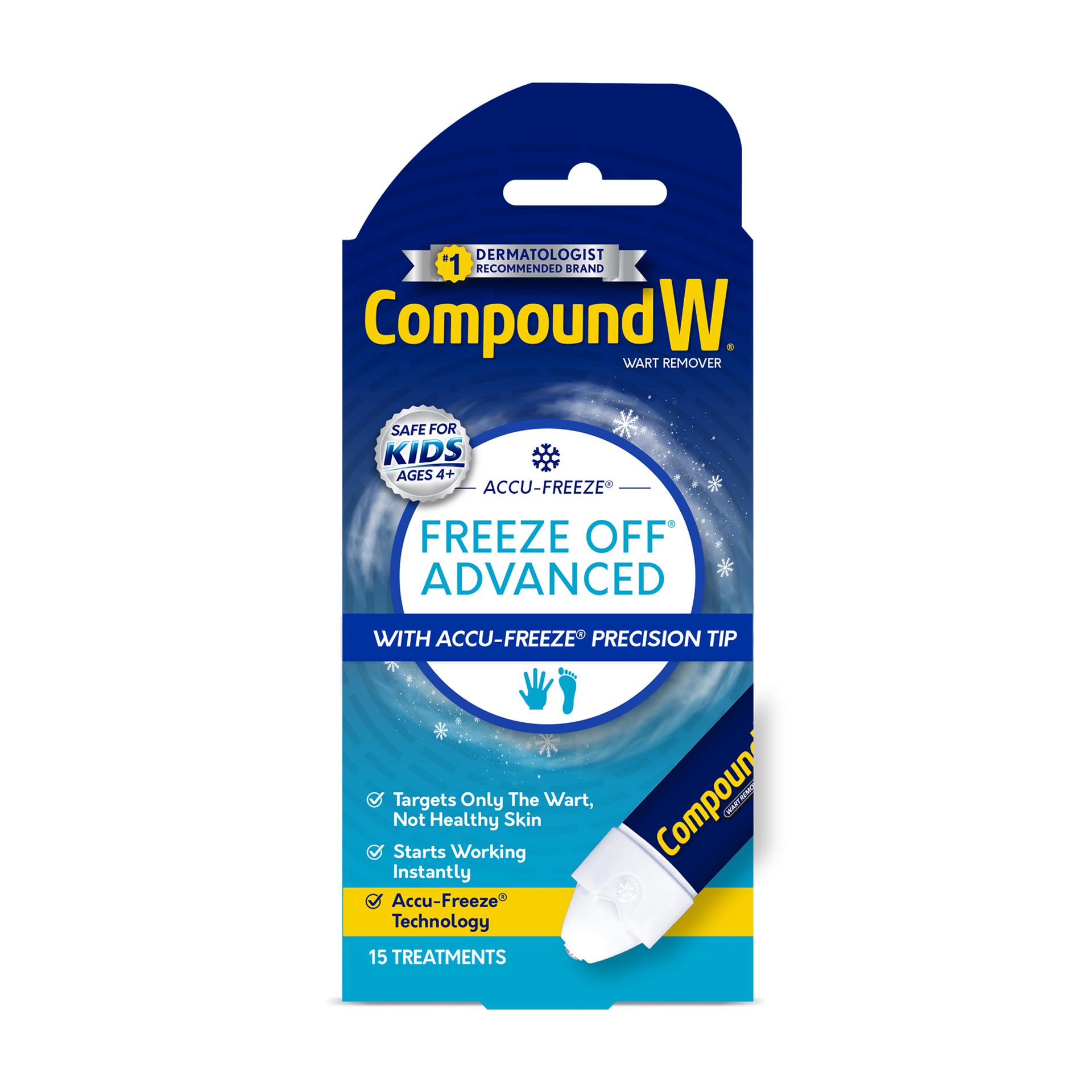 slide 1 of 55, Compound W Freeze Off Advanced Wart Remover with Accu-Freeze, 15 Applications, 15 ct