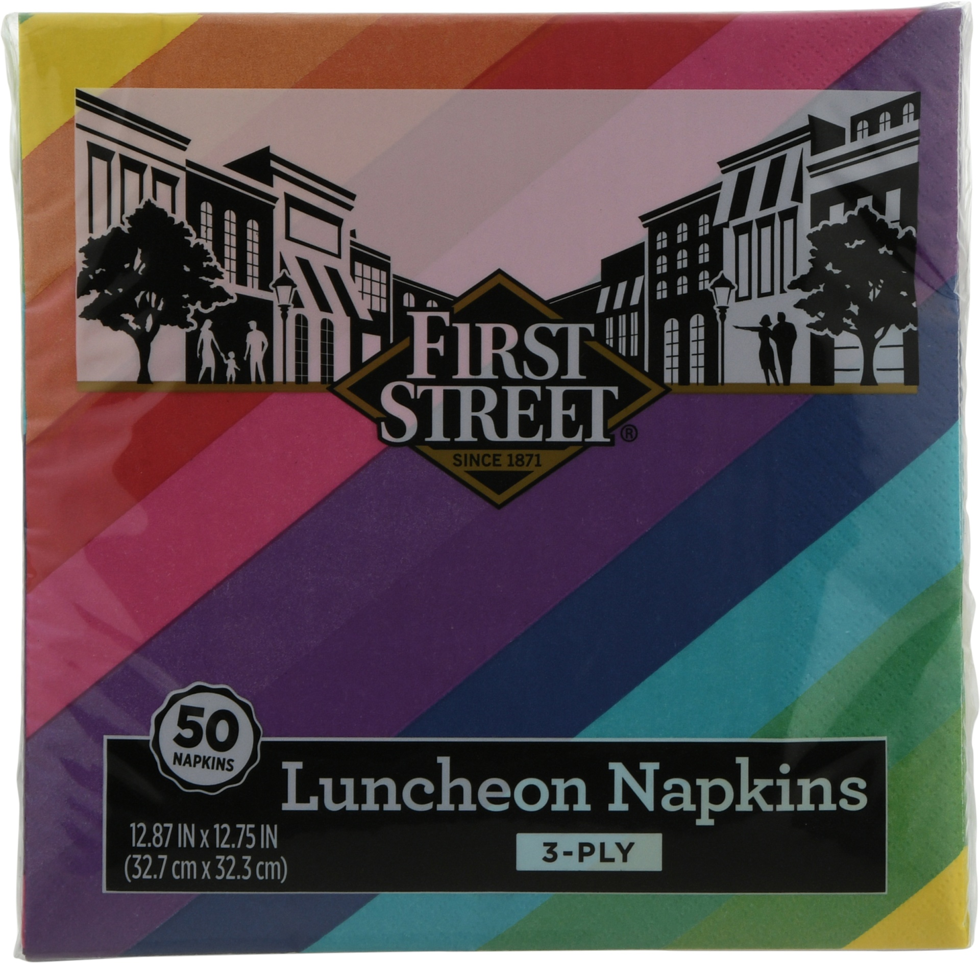 slide 1 of 1, First Street Lunch Napkin 3Ply Rainbow 12X12, 50 ct