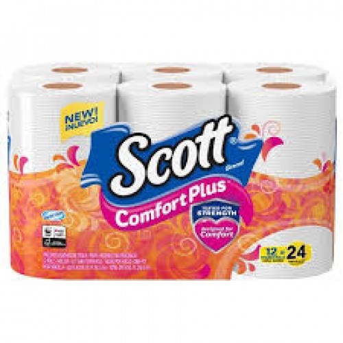 slide 1 of 1, Scott Comfort Plus Double Roll Bath Tissue, 12 ct