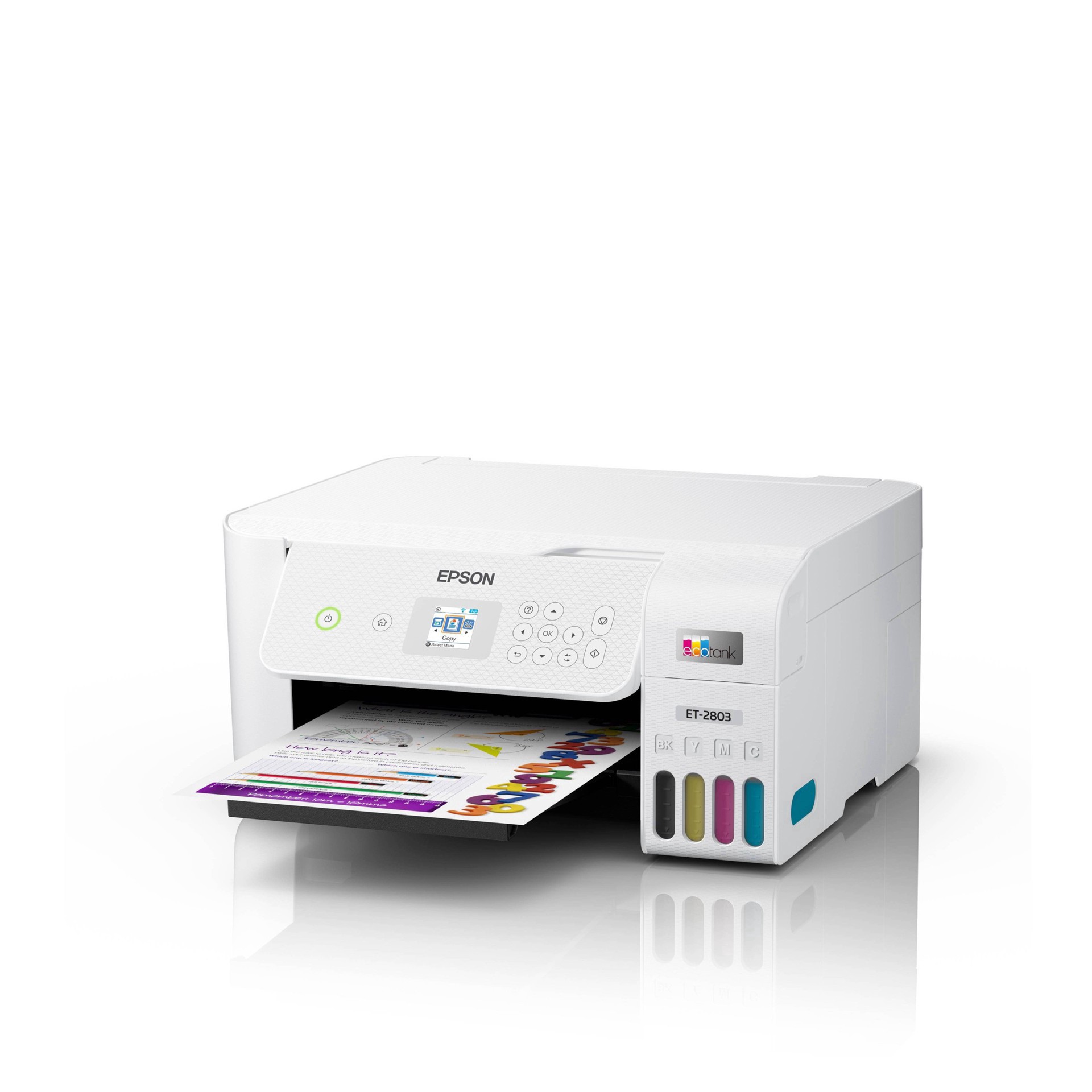 slide 2 of 16, Epson EcoTank ET-2803 Inkjet Printer, Copier, Scanner - White, 1 ct