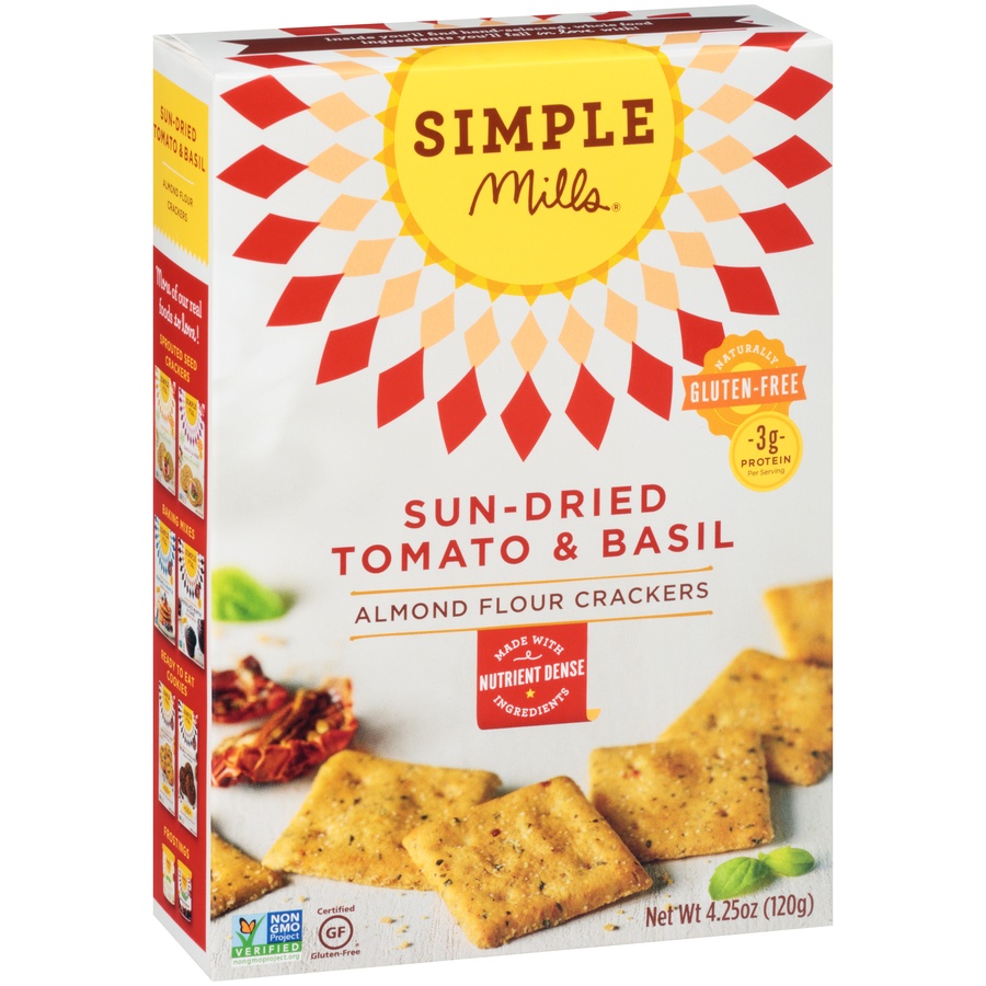 slide 2 of 8, Simple Mills Sun-dried Tomato & Basil Almond Flour Crackers, 4.25 oz