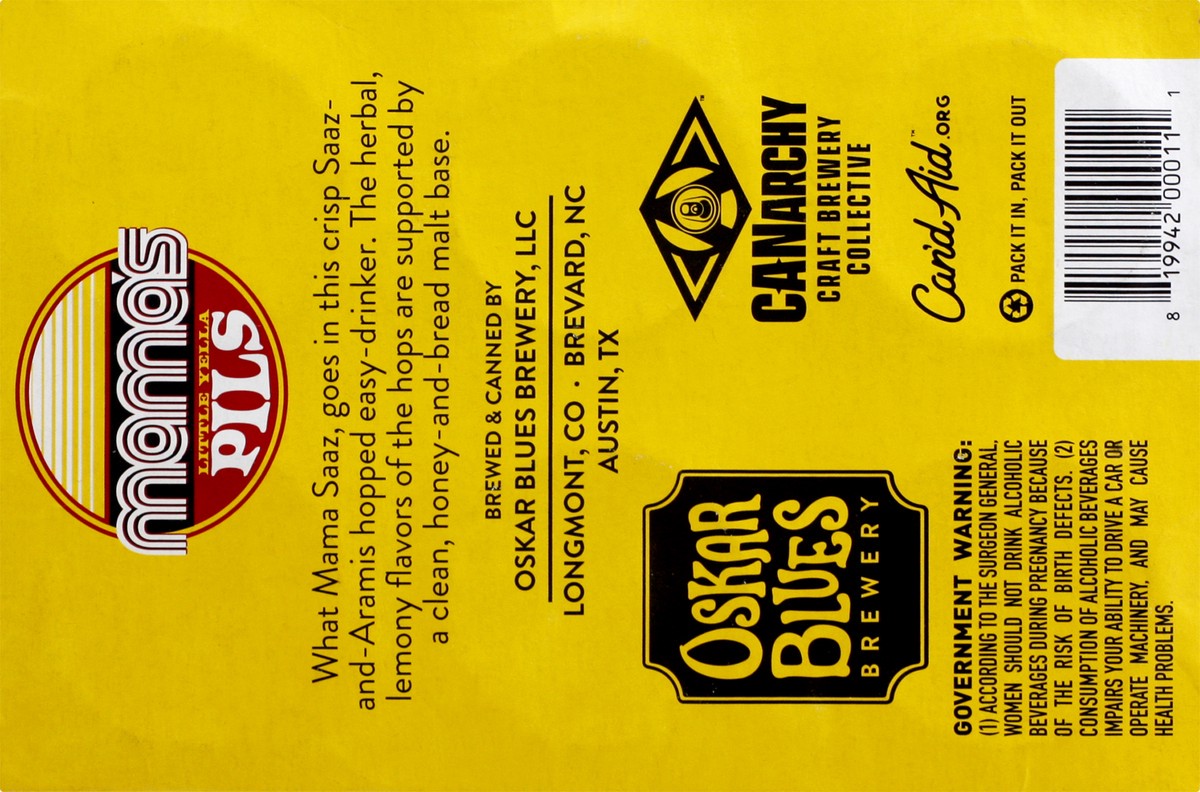 slide 5 of 8, Mama's Little YELLA Pils Oskar Blues Mamas Little Yella Pils 4/6/12oz, 6 ct; 12 oz