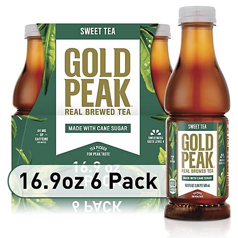 slide 1 of 1, Gold Peak Sweetened Black Tea - 6-16.9 Fl. Oz., 101.4 fl oz