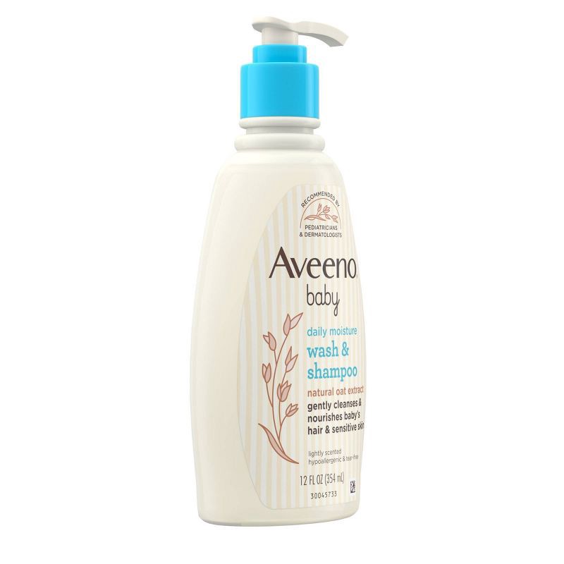 slide 5 of 6, Aveeno Baby Daily Moisture Gentle Body Bath Wash & Shampoo - Lightly Scented - 12 fl oz, 12 fl oz