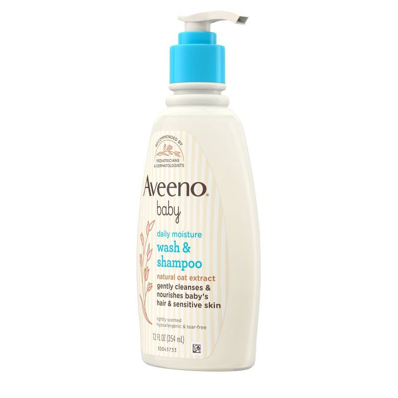slide 2 of 6, Aveeno Baby Daily Moisture Gentle Body Bath Wash & Shampoo - Lightly Scented - 12 fl oz, 12 fl oz