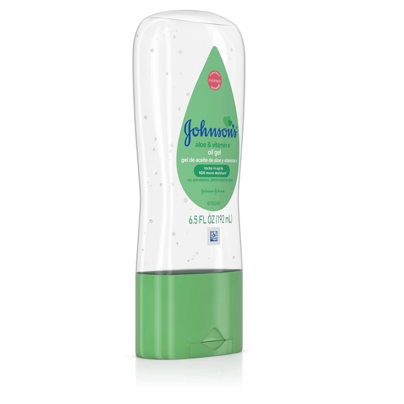 slide 5 of 7, Johnson's Baby Body Oil Gel with Mineral Oil Enriched, Aloe Vera & Vitamin E for Dry Skin - 6.5 fl oz, 6.5 fl oz