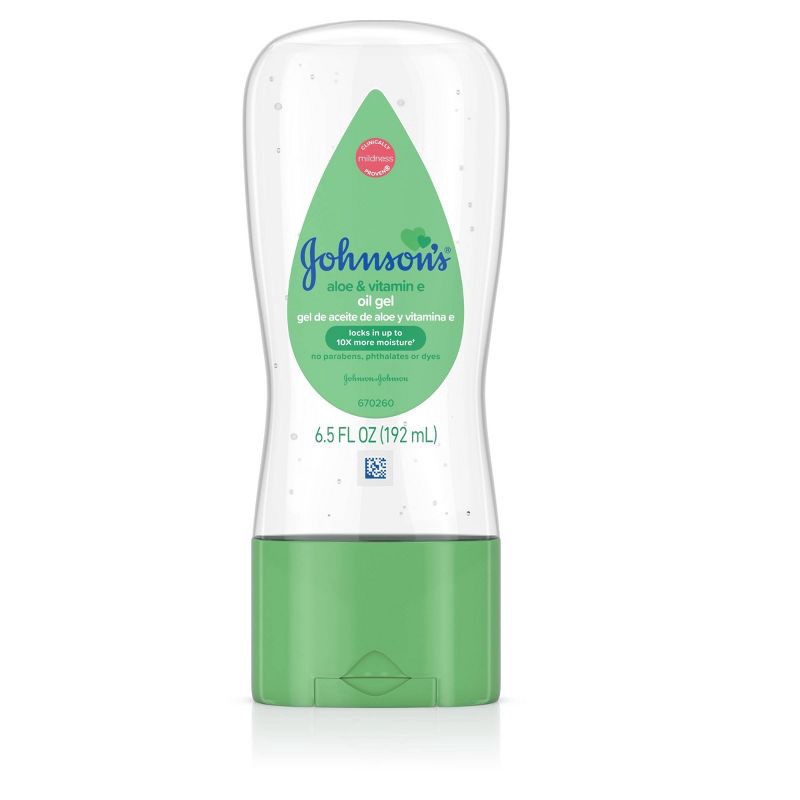 slide 1 of 7, Johnson's Baby Body Oil Gel with Mineral Oil Enriched, Aloe Vera & Vitamin E for Dry Skin - 6.5 fl oz, 6.5 fl oz