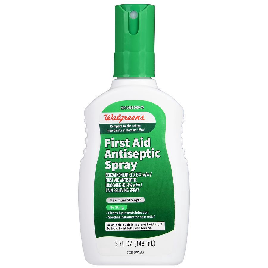 slide 5 of 5, Walgreens First Aid Antiseptic Spray Maximum Strength, 5 fl oz