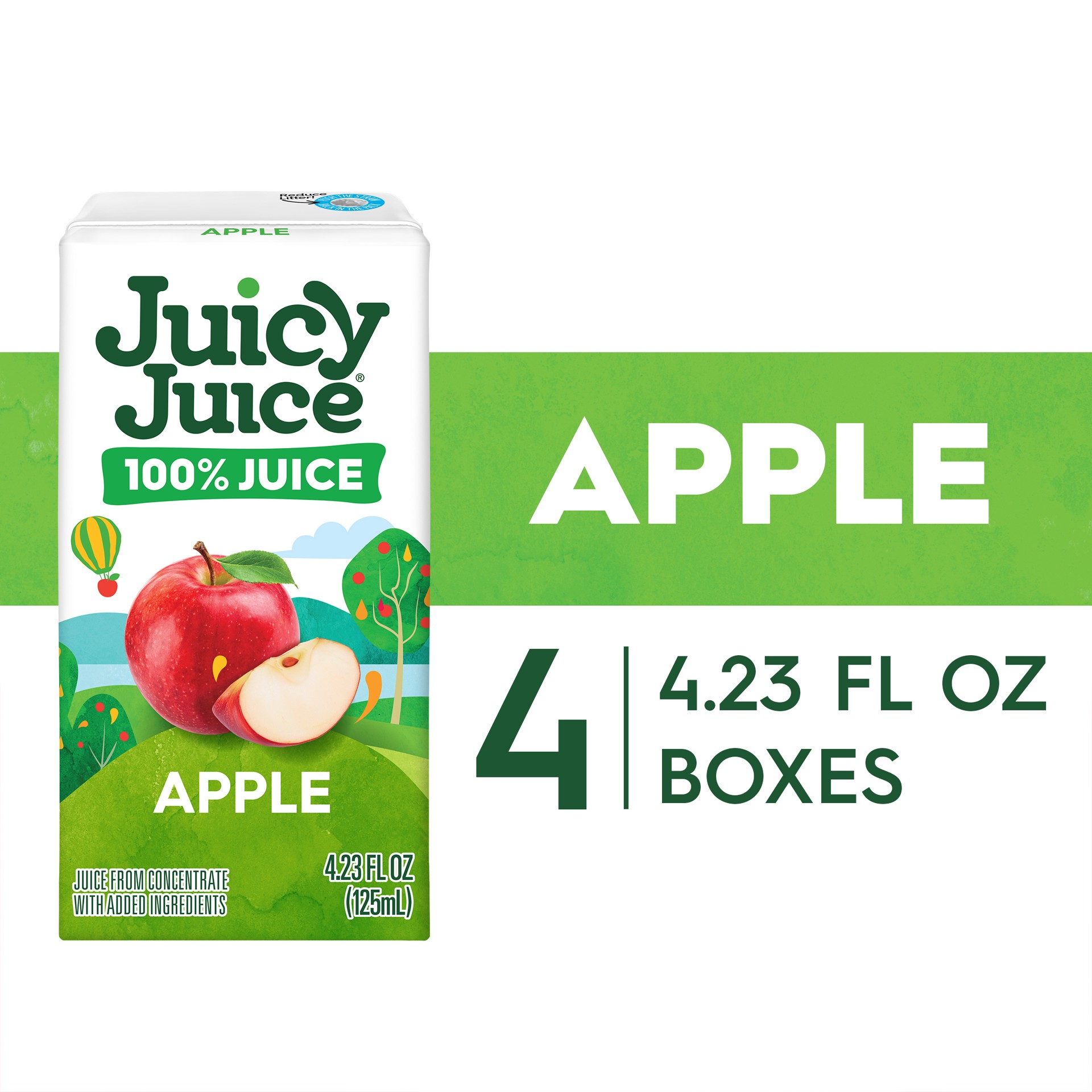 slide 1 of 9, Juicy Juice 100% Juice, Apple, 4 Count, 4.23 FL OZ Juice Boxes, 4 ct