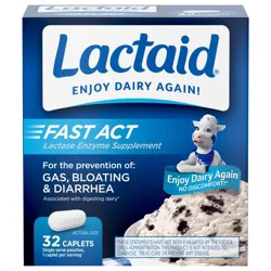 Lactaid Fast Act Lactose Intolerance Caplets, 32 Travel Packs of 1-ct.