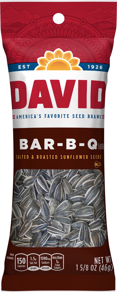 slide 4 of 6, DAVID Bar-B-Q Sunflower Seeds, 1.62 oz