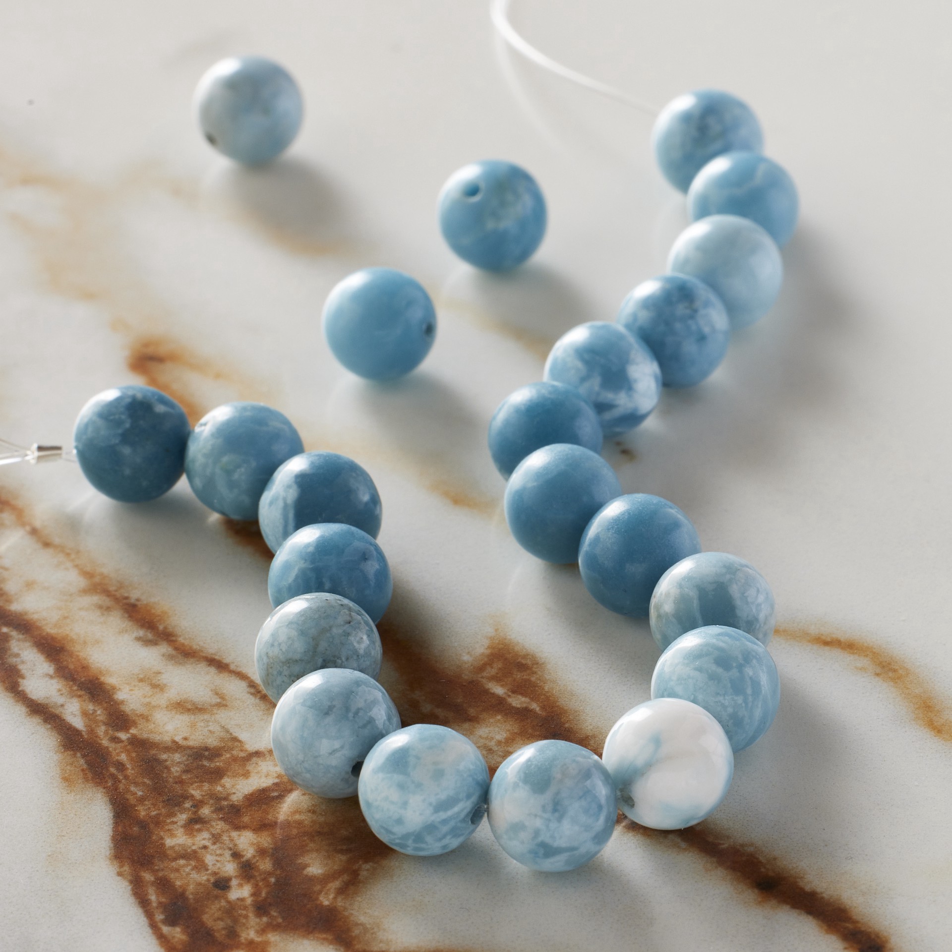 slide 2 of 3, Reconstituted Larimar Round Beads, 7.5mm By Bead Landing, 7.5mm