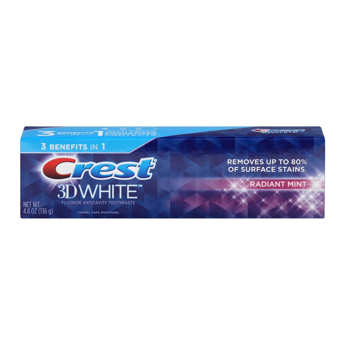 slide 1 of 7, Crest 3d White Radiant Mint Whitening Toothpaste, 4.8 oz