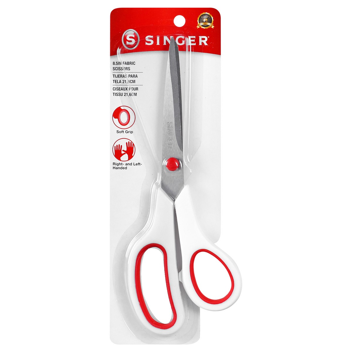 slide 2 of 3, Singer Sewing Scissors Redwhite 8.5'', 1 ct