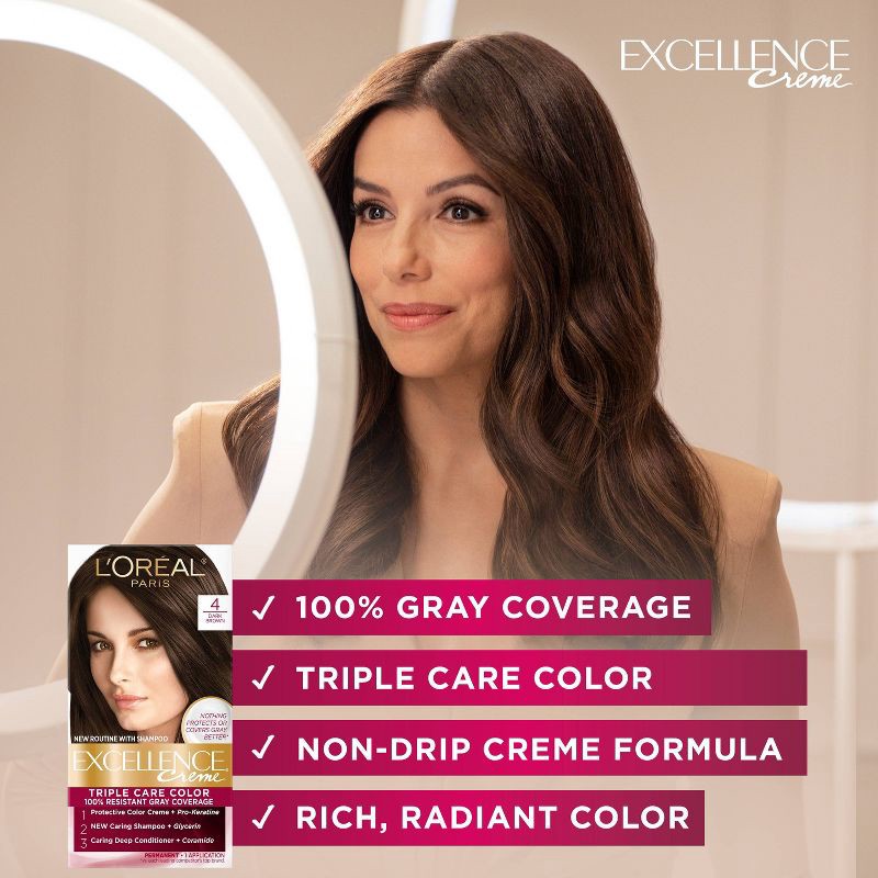 slide 3 of 6, L'Oreal Paris Excellence Triple Protection Permanent Color - 6.3 fl oz - 1 Black - 1 Kit, 6.3 fl oz