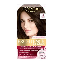 L'Oreal Paris Excellence Triple Protection Permanent Hair Color - 4 Dark Brown - 1 Kit