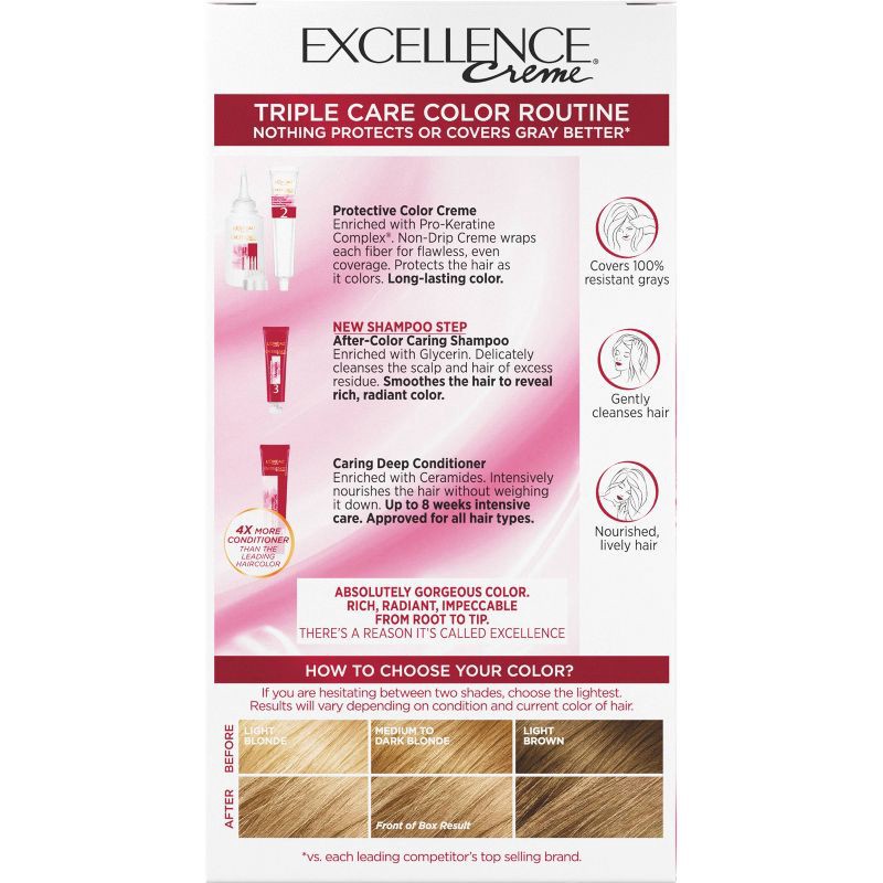 slide 7 of 7, L'Oreal Paris Excellence Triple Protection Permanent Hair Color - 6.3 fl oz - 6 Light Brown - 1 kit, 6.3 fl oz