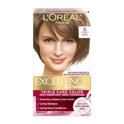 L'Oreal Paris Excellence Triple Protection Permanent Hair Color - 6.3 fl oz - 6 Light Brown - 1 kit: Paraben-Free, Sulfate-Free, Aluminum-Free