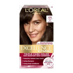 L'Oreal Paris Excellence Non-Drip Creme - 6.3 fl oz - 4A Dark Ash Brown - 1 Kit: Permanent Hair Color, Aluminum-Free, Paraben-Free