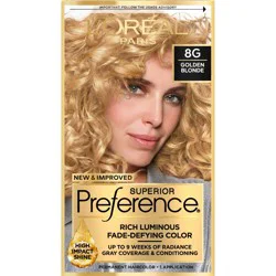 L'Oreal Paris Superior Preference Fade-Defying Color + Shine System - 6.5 fl oz - 8G Golden Blonde - 1 Kit