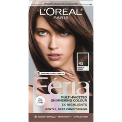 L'Oreal Paris Feria Multi-Faceted Shimmering Color - 6.3 fl oz - 45 Deep Bronzed Brown - 1 kit: Sulfate-Free, Aluminum-Free, Gloves Included